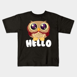 Hello Kawaii Owl Bird Of Prey Lover Kids T-Shirt